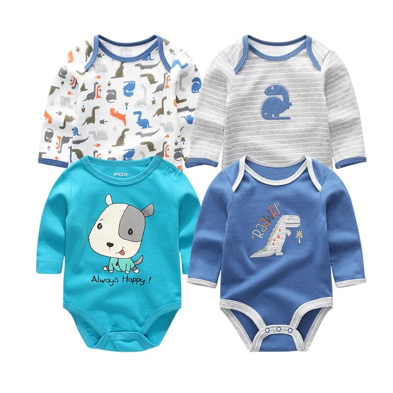 Unisex Long Sleeves Baby Rompers (Pack Of 4)-Children Cloth Shop