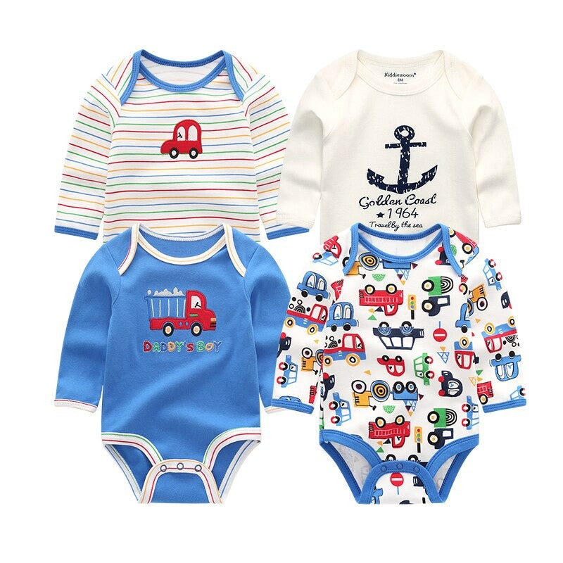 Long Sleeves Comfortable Baby Rompers (Pack Of 4)-Children Cloth Shop