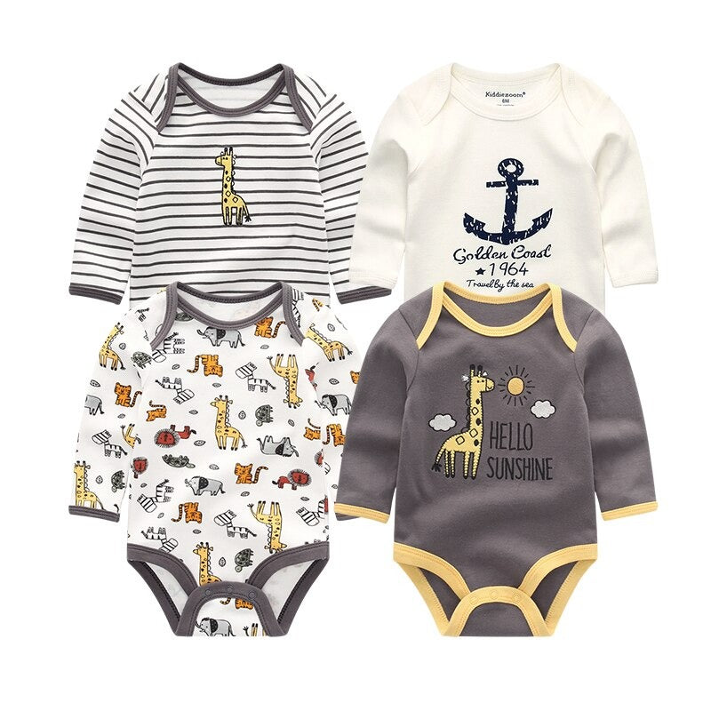 Long Sleeves Comfortable Baby Rompers (Pack Of 4)-Children Cloth Shop