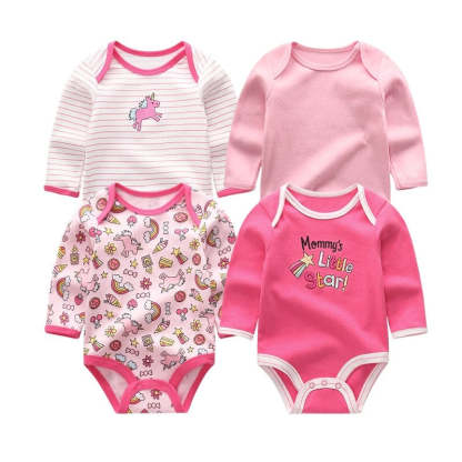 Long Sleeves Comfortable Baby Rompers (Pack Of 4)-Children Cloth Shop
