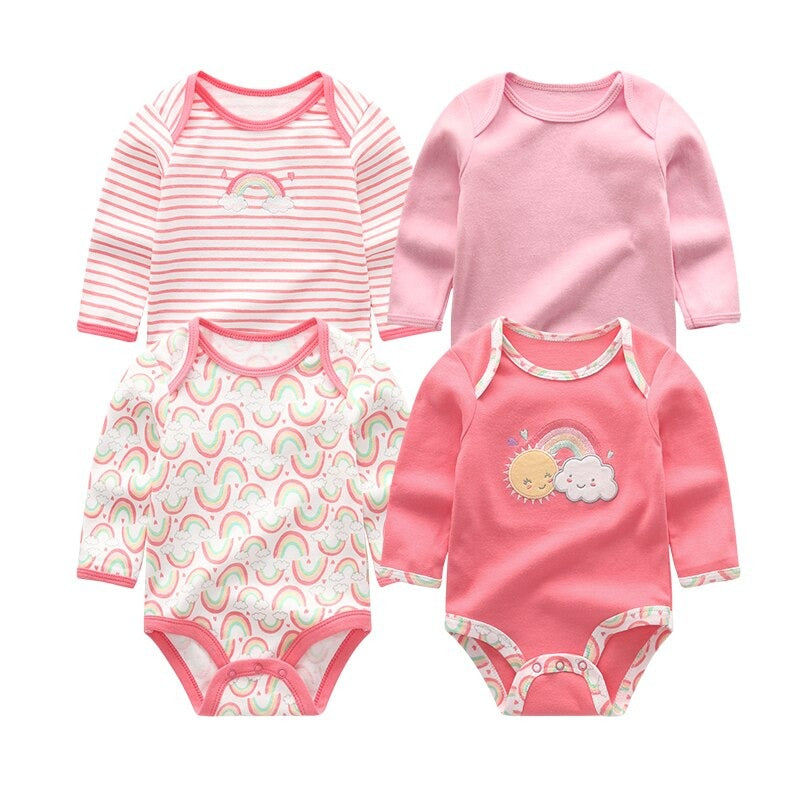 Long Sleeves Comfortable Baby Rompers (Pack Of 4)-Children Cloth Shop