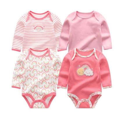 Long Sleeves Comfortable Baby Rompers (Pack Of 4)-Children Cloth Shop