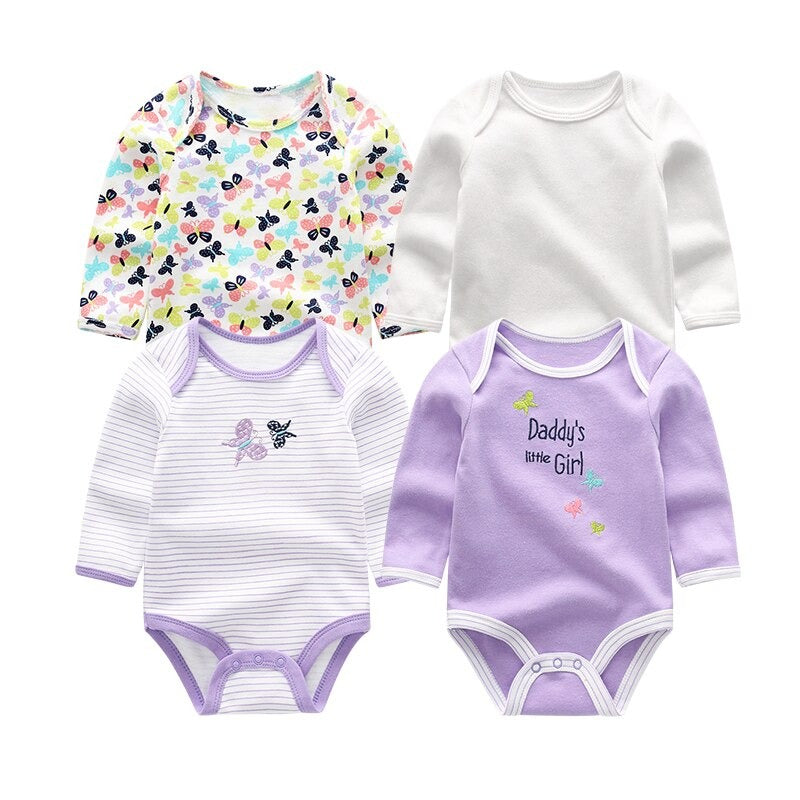 Long Sleeves Comfortable Unisex Baby Rompers (Pack Of 4)-Children Cloth Shop