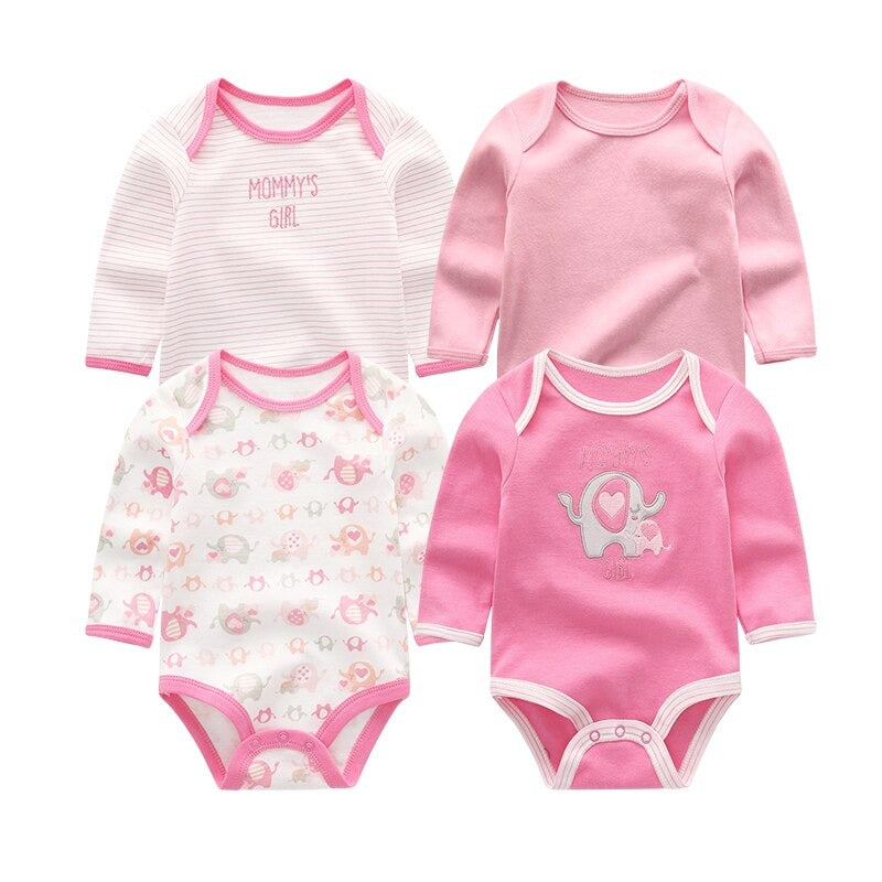 Long Sleeves Comfortable Unisex Baby Rompers (Pack Of 4)-Children Cloth Shop