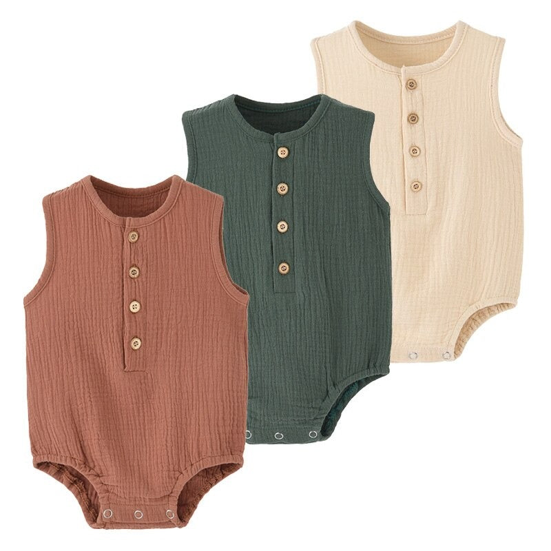 3 Pcs Solid Sleeveless Bodysuit Rompers For Babies-Children Cloth Shop