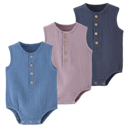 3 Pcs Solid Sleeveless Bodysuit Rompers For Babies-Children Cloth Shop