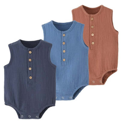 3 Pcs Solid Sleeveless Bodysuit Rompers For Babies-Children Cloth Shop