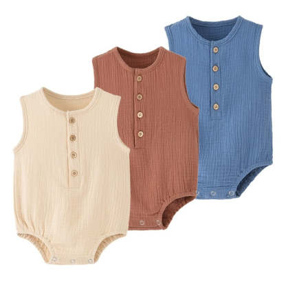 3 Pcs Solid Sleeveless Bodysuit Rompers For Babies-Children Cloth Shop