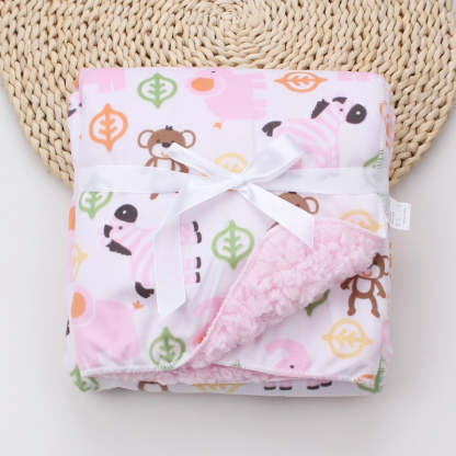 Double Layer Cartoon Printed Baby Blanket-Children Cloth Shop
