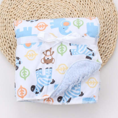 Double Layer Cartoon Printed Baby Blanket-Children Cloth Shop