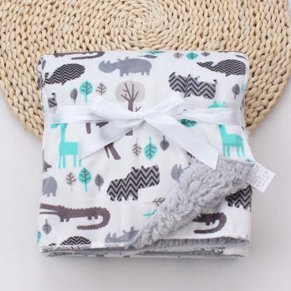 Double Layer Cartoon Printed Baby Blanket-Children Cloth Shop