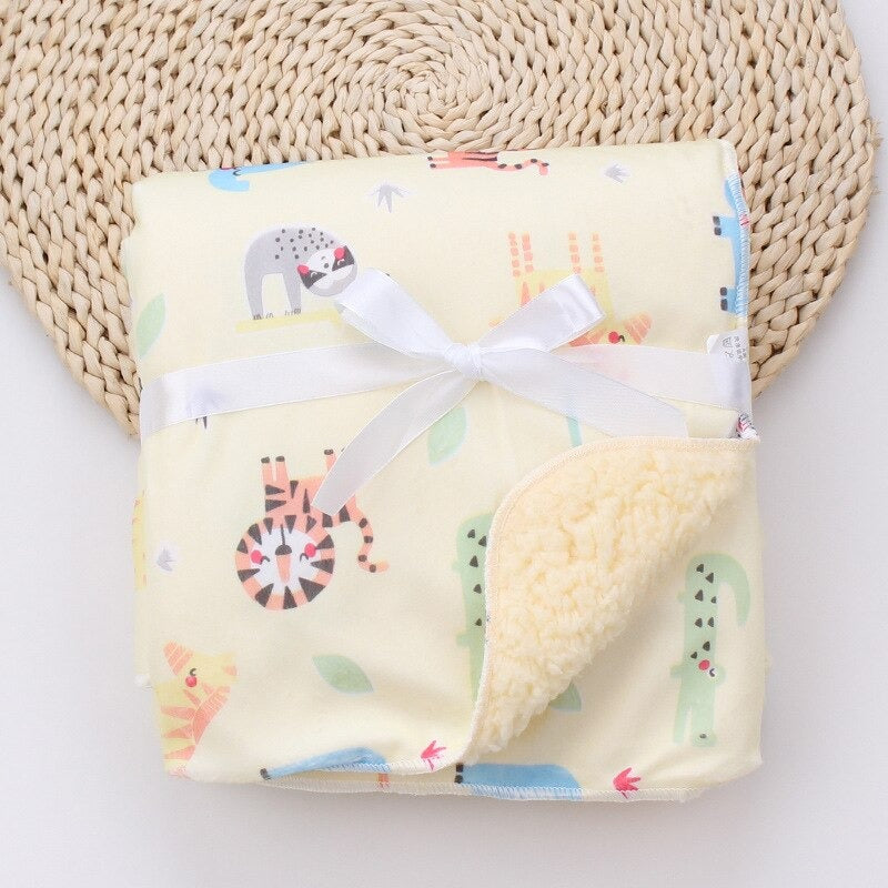 Double Layer Cartoon Printed Baby Blanket-Children Cloth Shop
