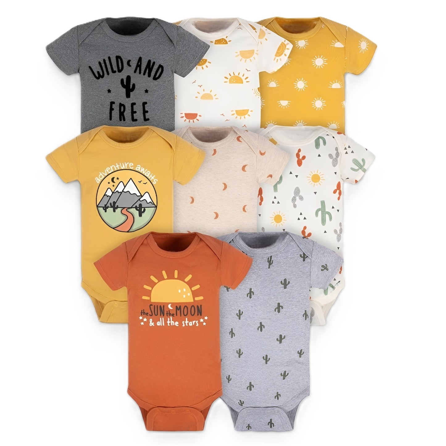 Baby 8 Pack Short Sleeve Onesie Bodysuits