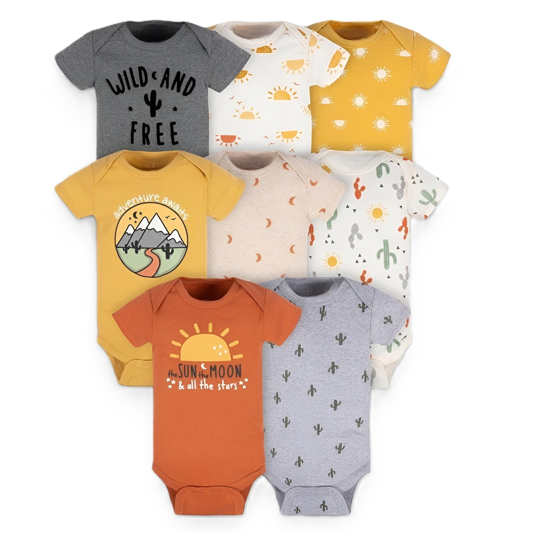 Baby 8 Pack Short Sleeve Onesie Bodysuits