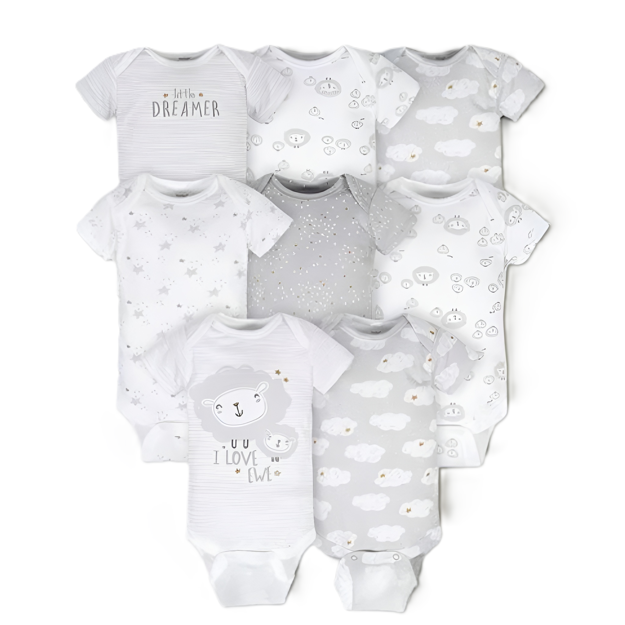 Baby 8 Pack Short Sleeve Onesie Bodysuits