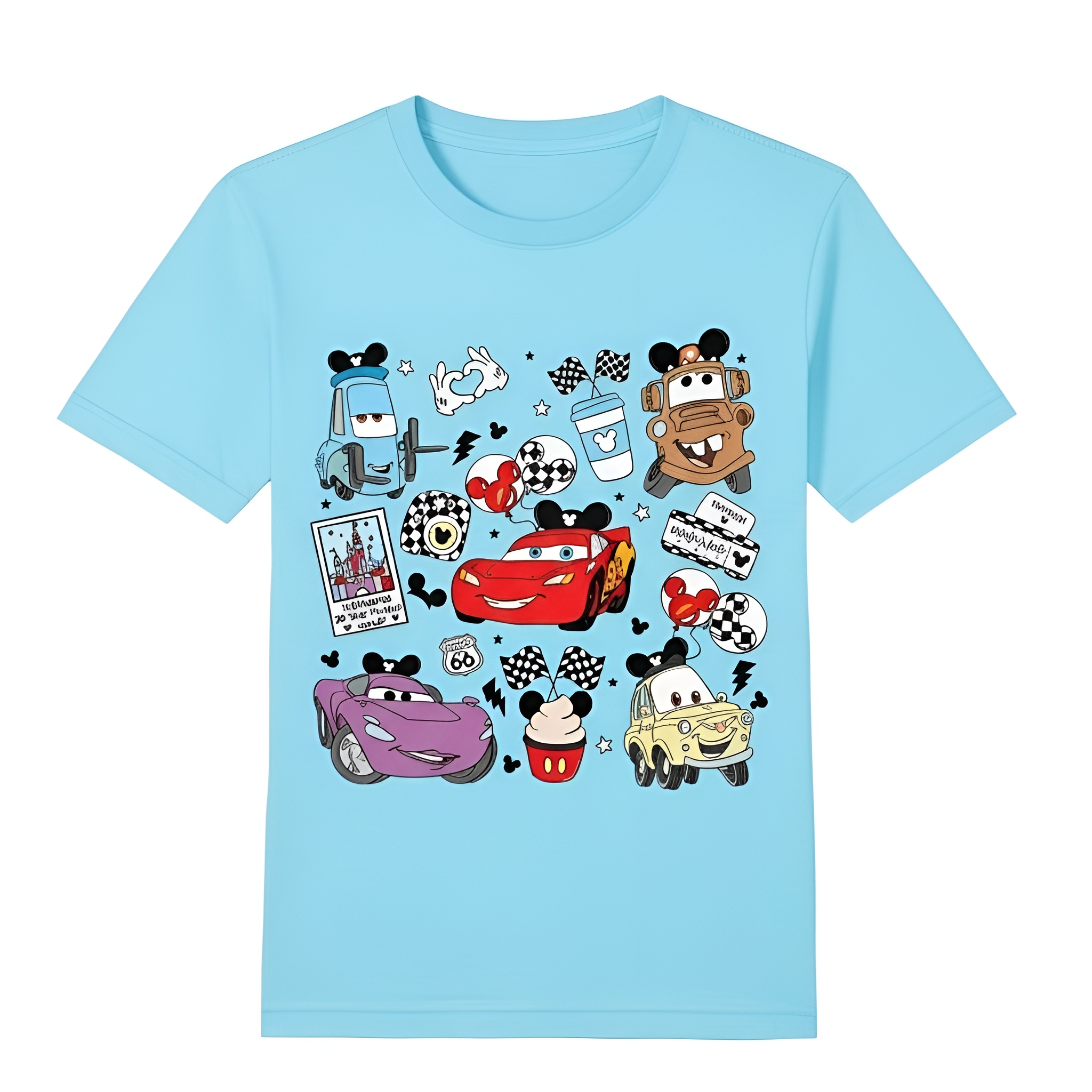 Cars Characters Cartoon Print Casual T Shirt