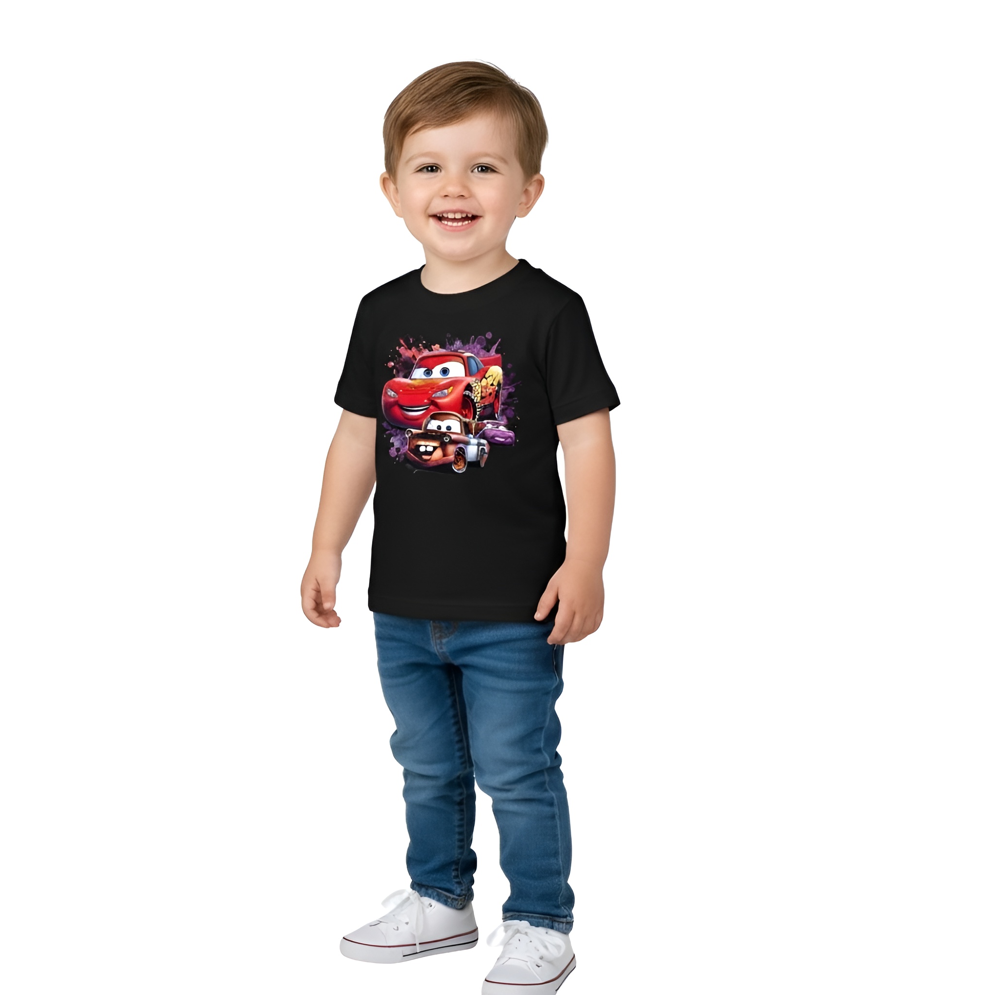 Cartoon Racing And Tractor Print Casual Outdoor Top