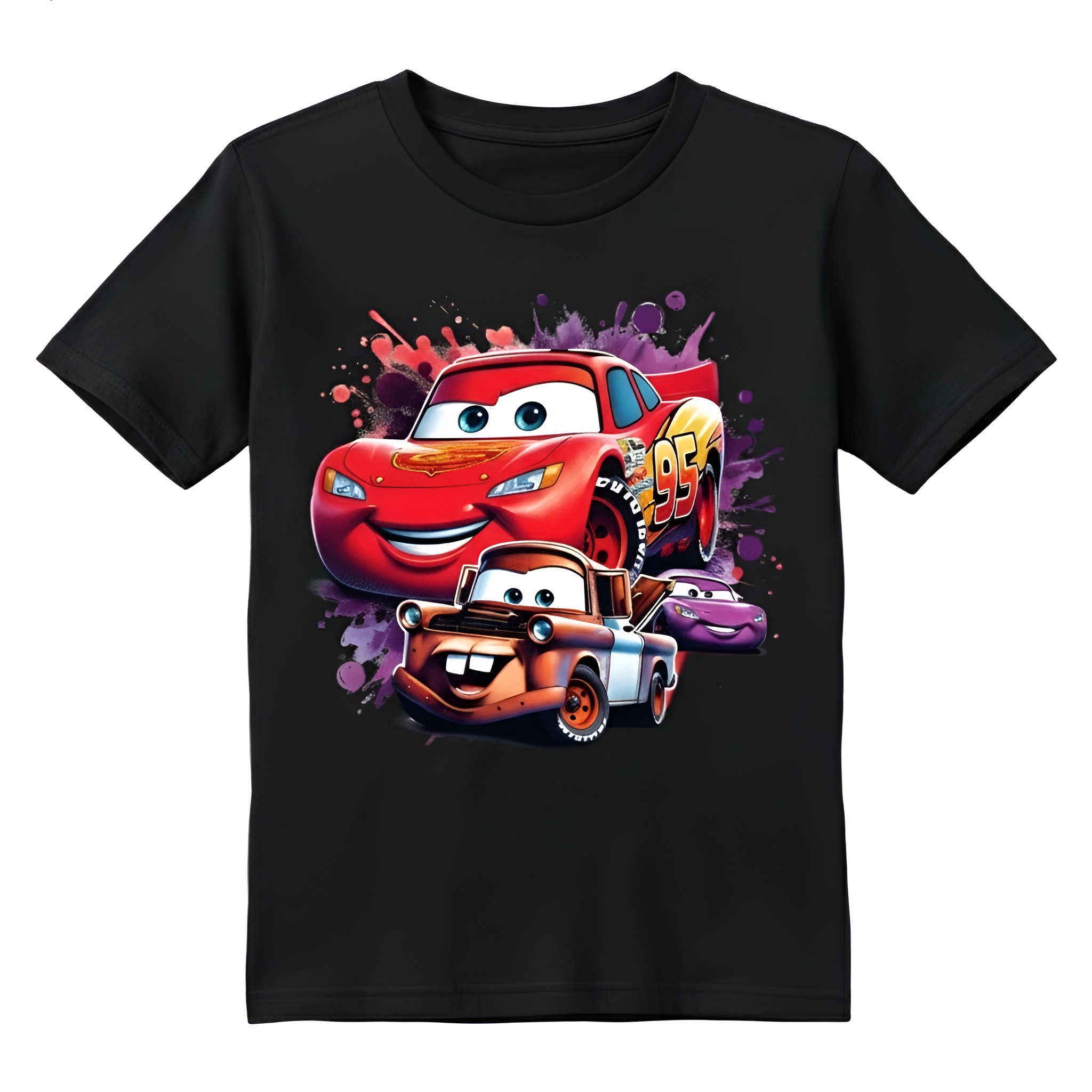 Cartoon Racing And Tractor Print Casual Outdoor Top