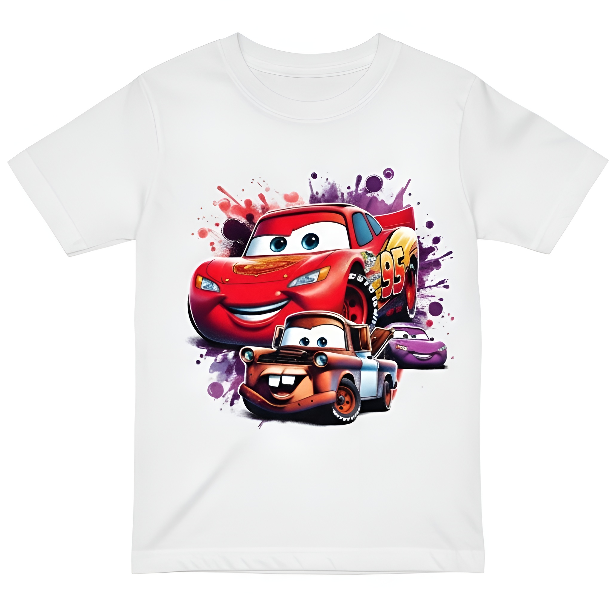 Cartoon Racing And Tractor Print Casual Outdoor Top
