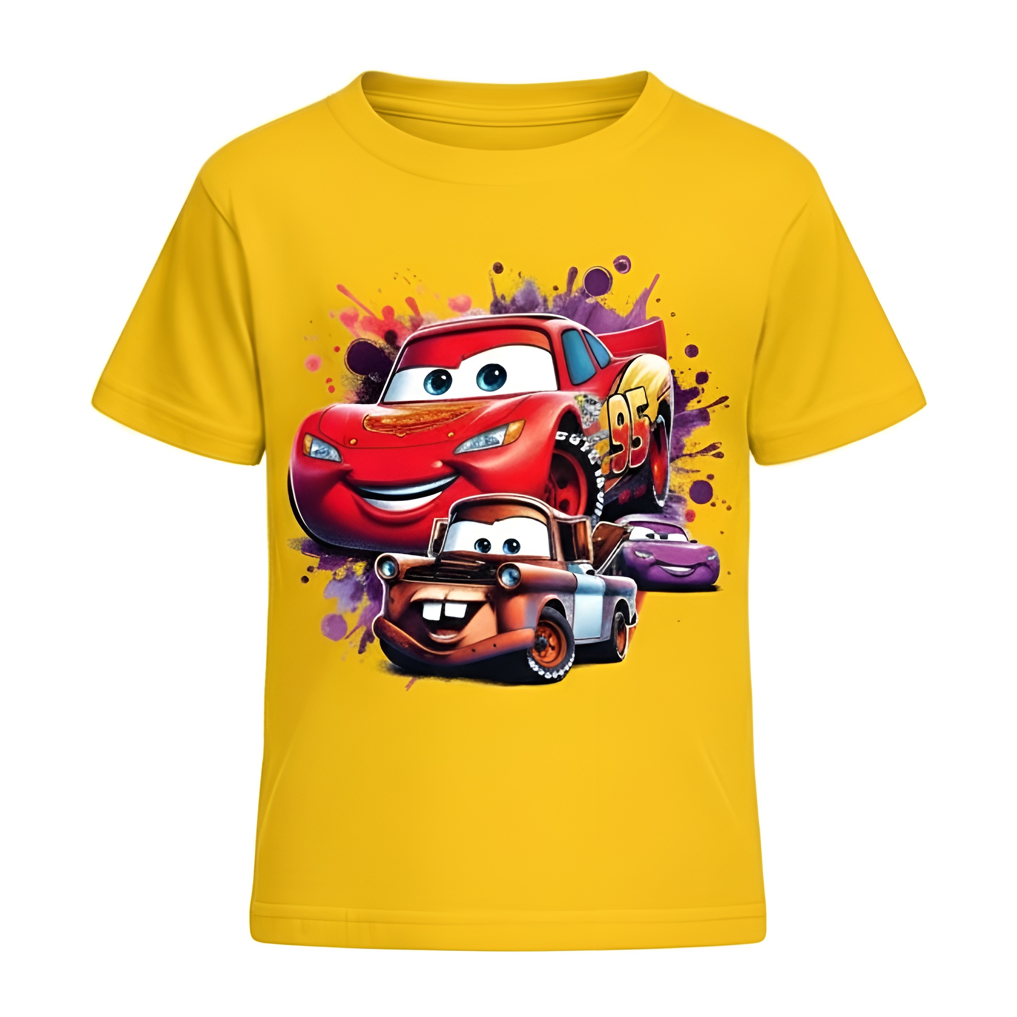 Cartoon Racing And Tractor Print Casual Outdoor Top