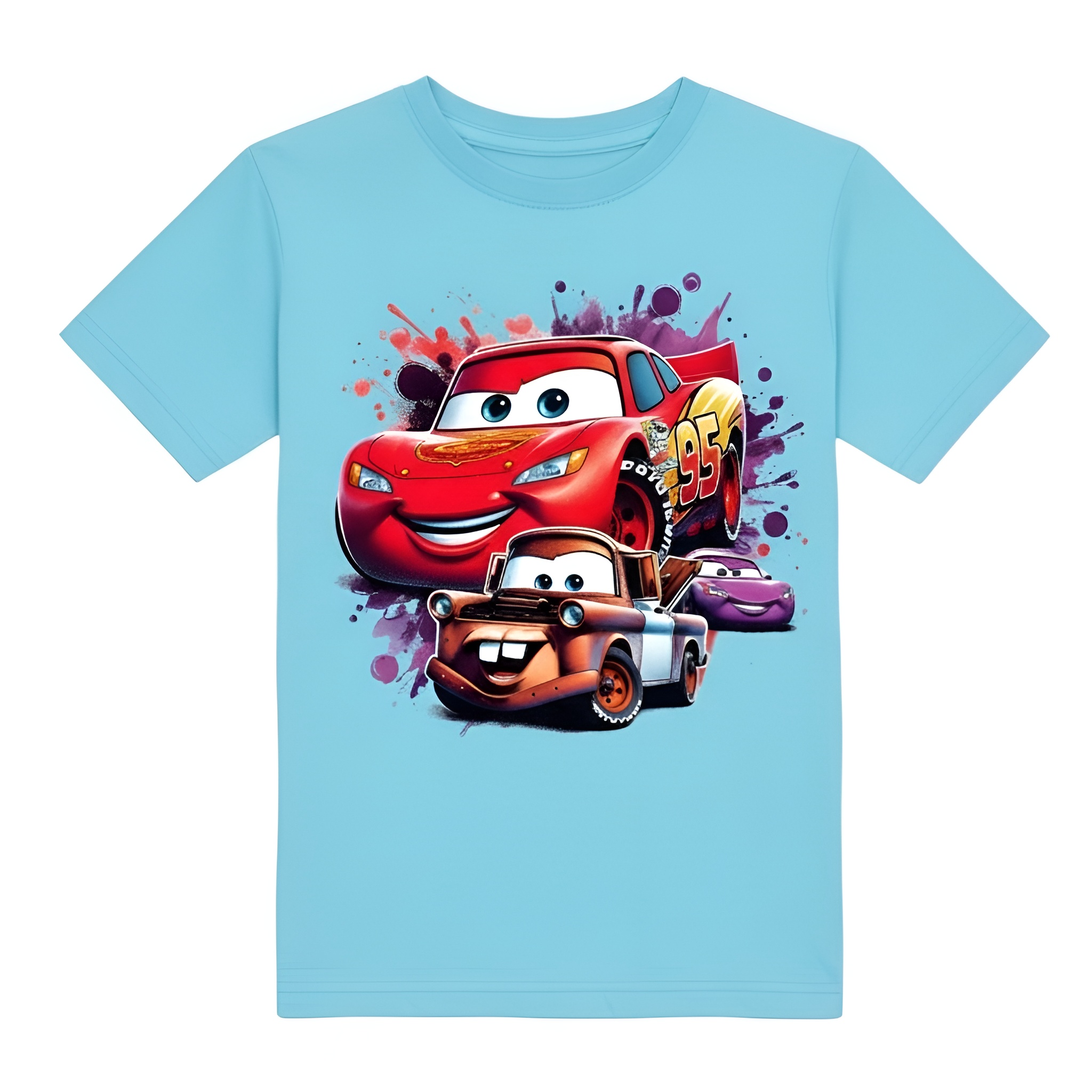Cartoon Racing And Tractor Print Casual Outdoor Top