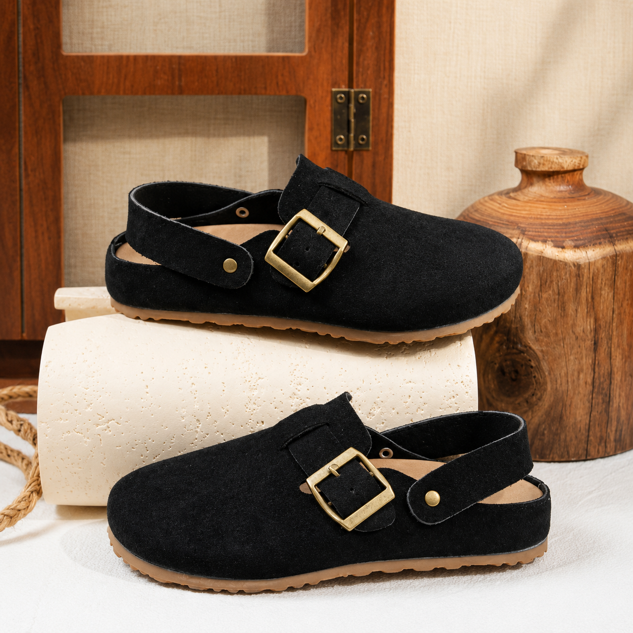 Casual Retro Thick Sole Slip On Cork Slippers For Kids