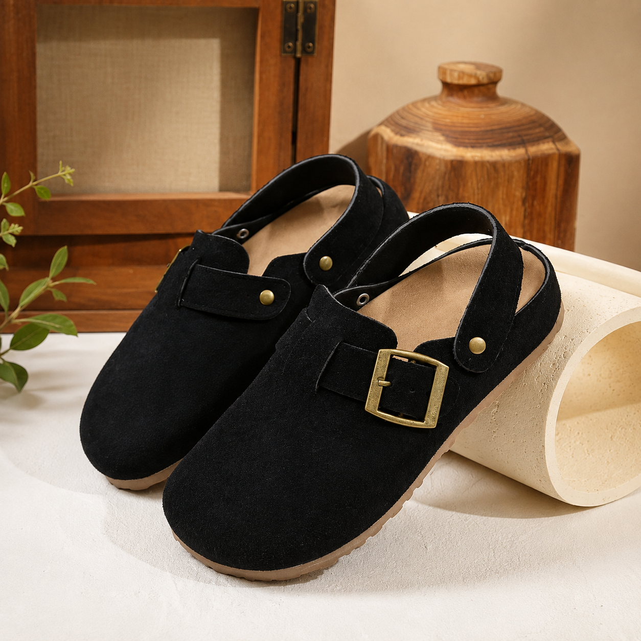 Casual Retro Thick Sole Slip On Cork Slippers For Kids