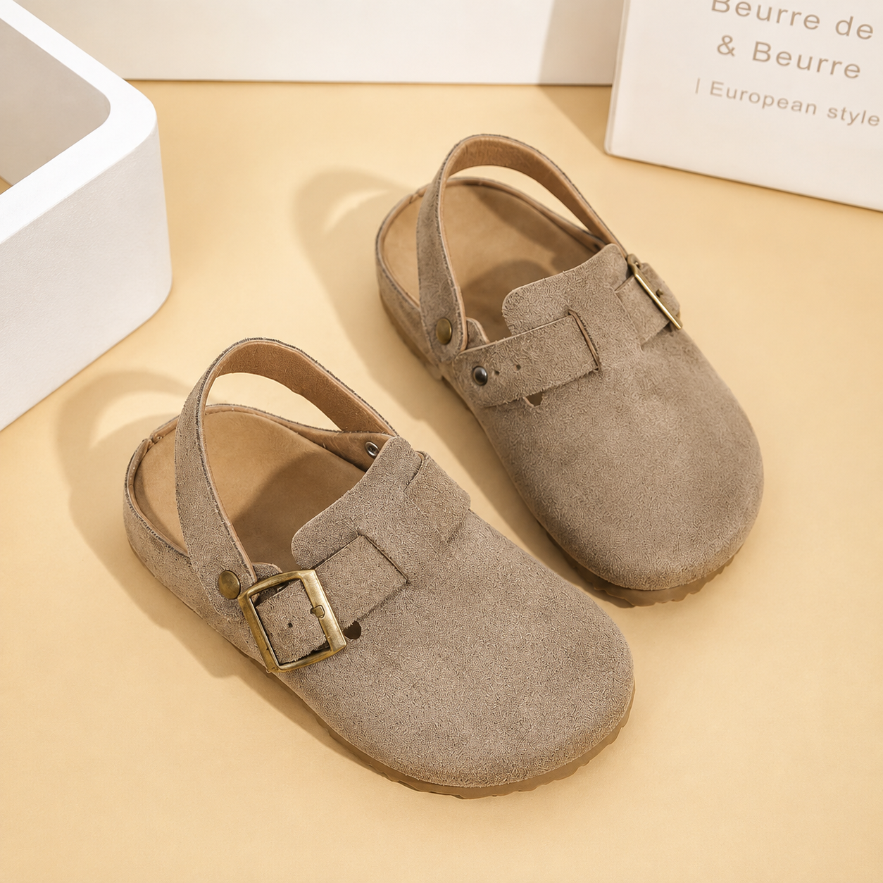 Casual Retro Thick Sole Slip On Cork Slippers For Kids