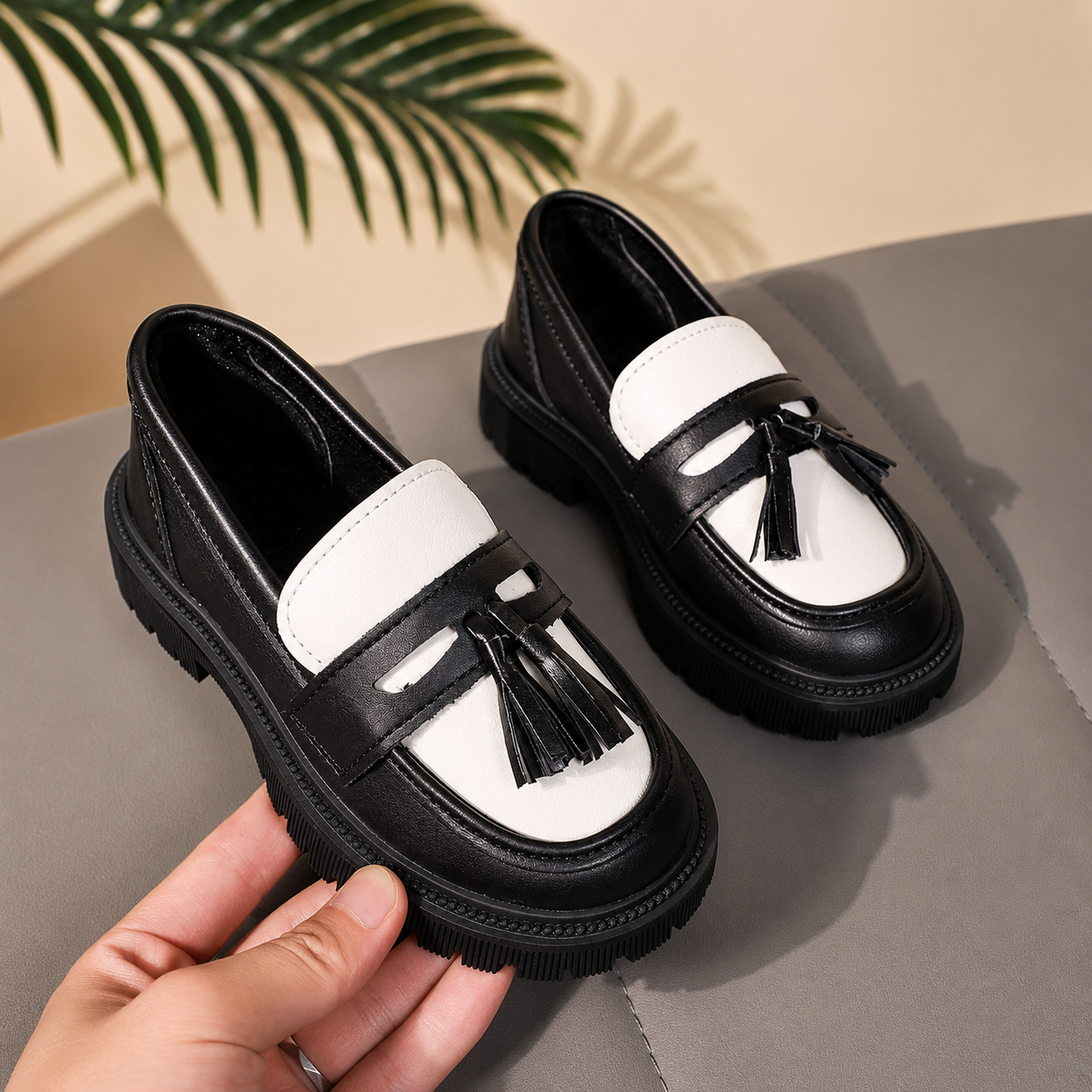 Bowknot Hook And Loop Non Slip Versatile Loafer Shoes For Girls
