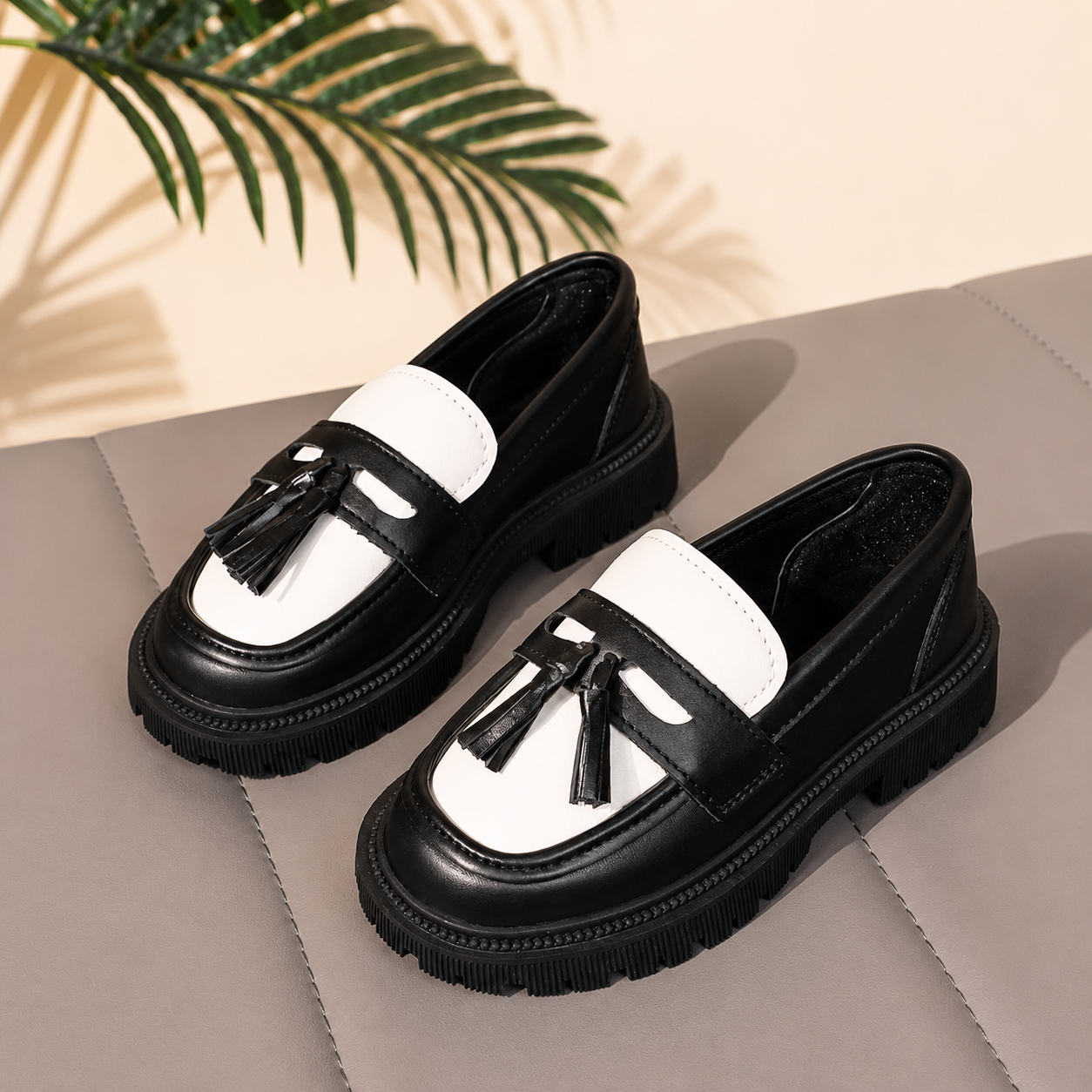 Bowknot Hook And Loop Non Slip Versatile Loafer Shoes For Girls