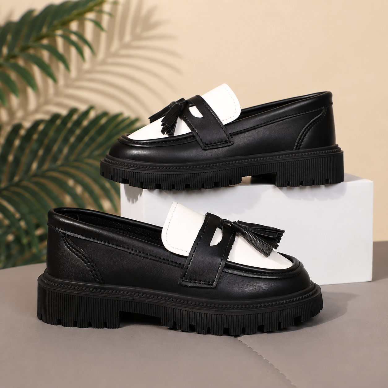 Bowknot Hook And Loop Non Slip Versatile Loafer Shoes For Girls