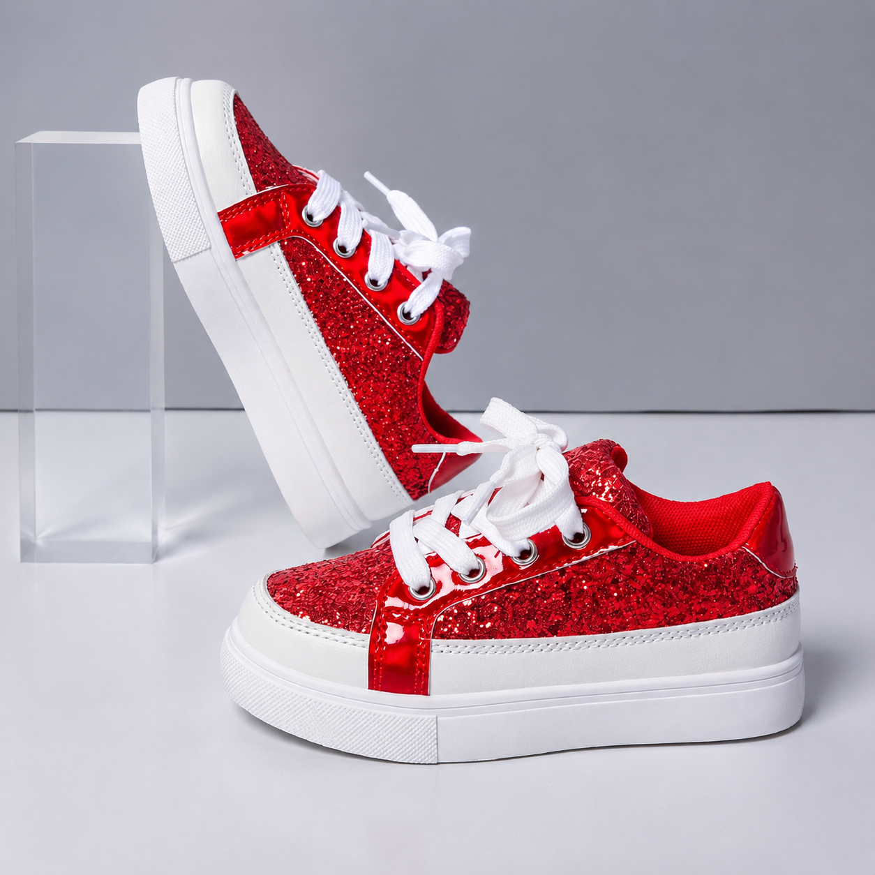 Casual Flat Party Wear Shiny Sneakers For Girls