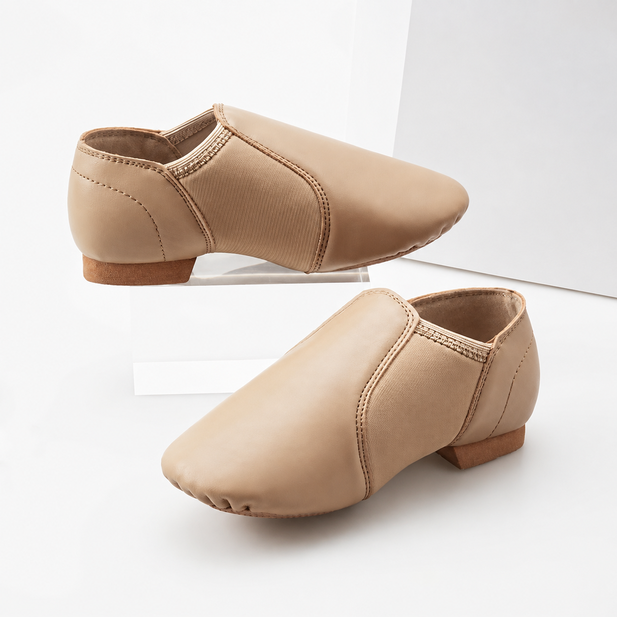 Classic Slip On Jazz Dance Shoes With Elastic Side Panels