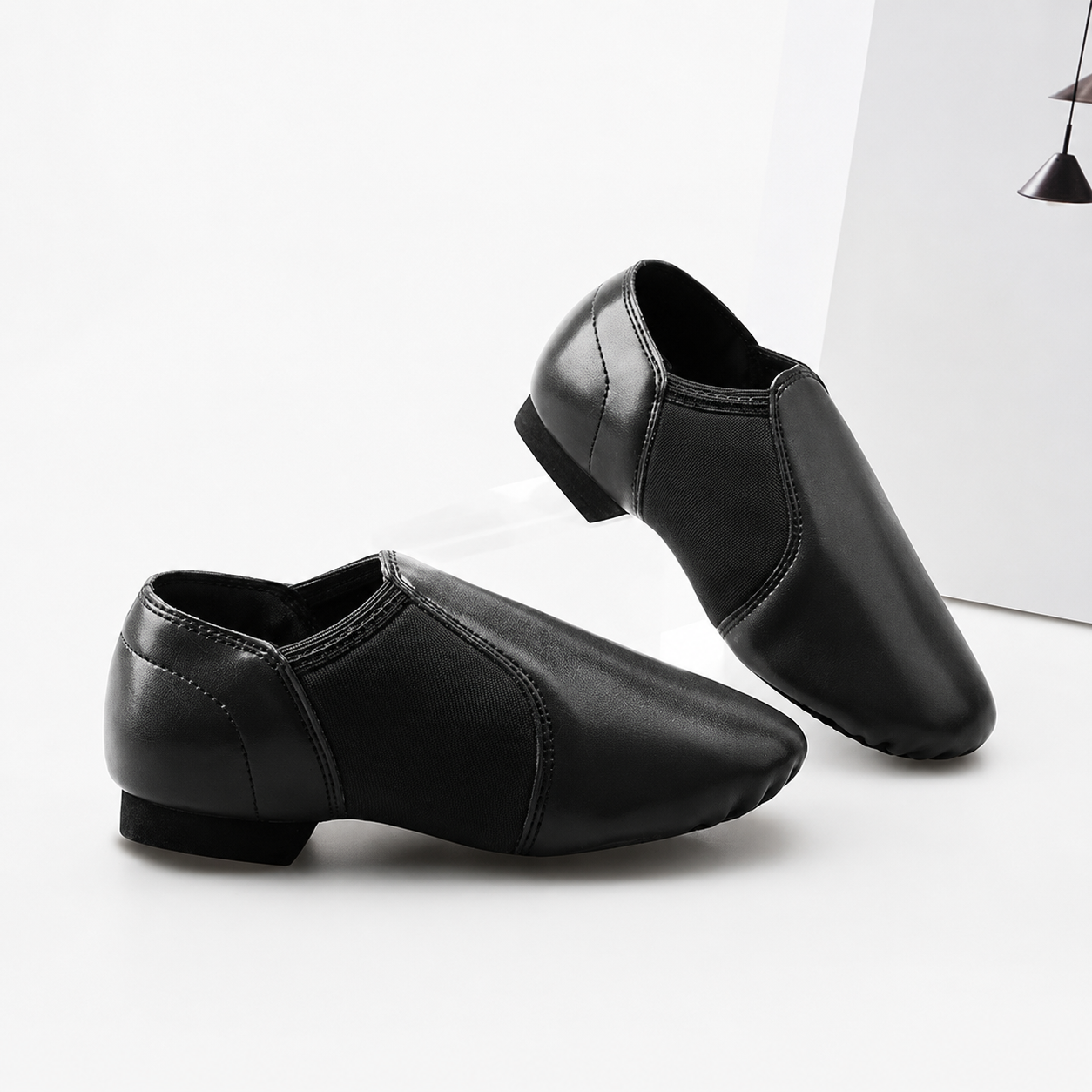 Classic Slip On Jazz Dance Shoes With Elastic Side Panels