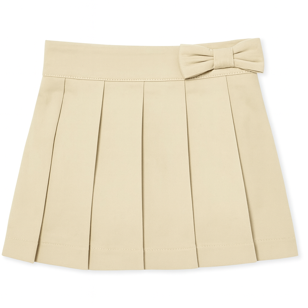 Toddler Girls Uniform Pleated Skort with Bow