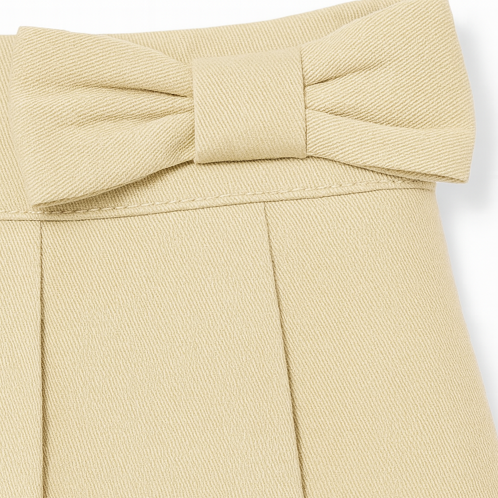 Toddler Girls Uniform Pleated Skort with Bow