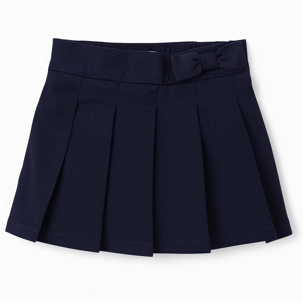 Toddler Girls Uniform Pleated Skort with Bow