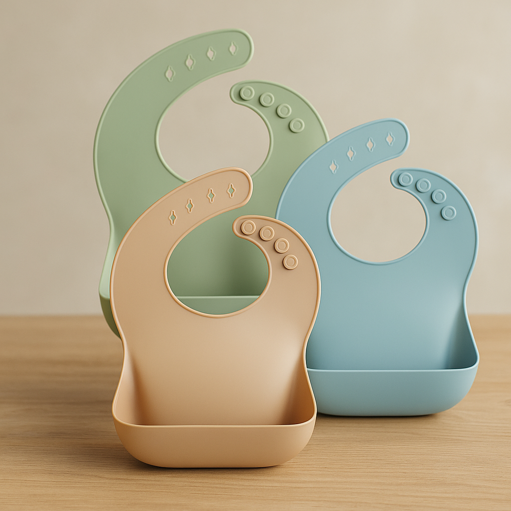 Set of 3 Soft Silicone Waterproof Baby Bibs Waterproof For 10 To 72 Months Baby
