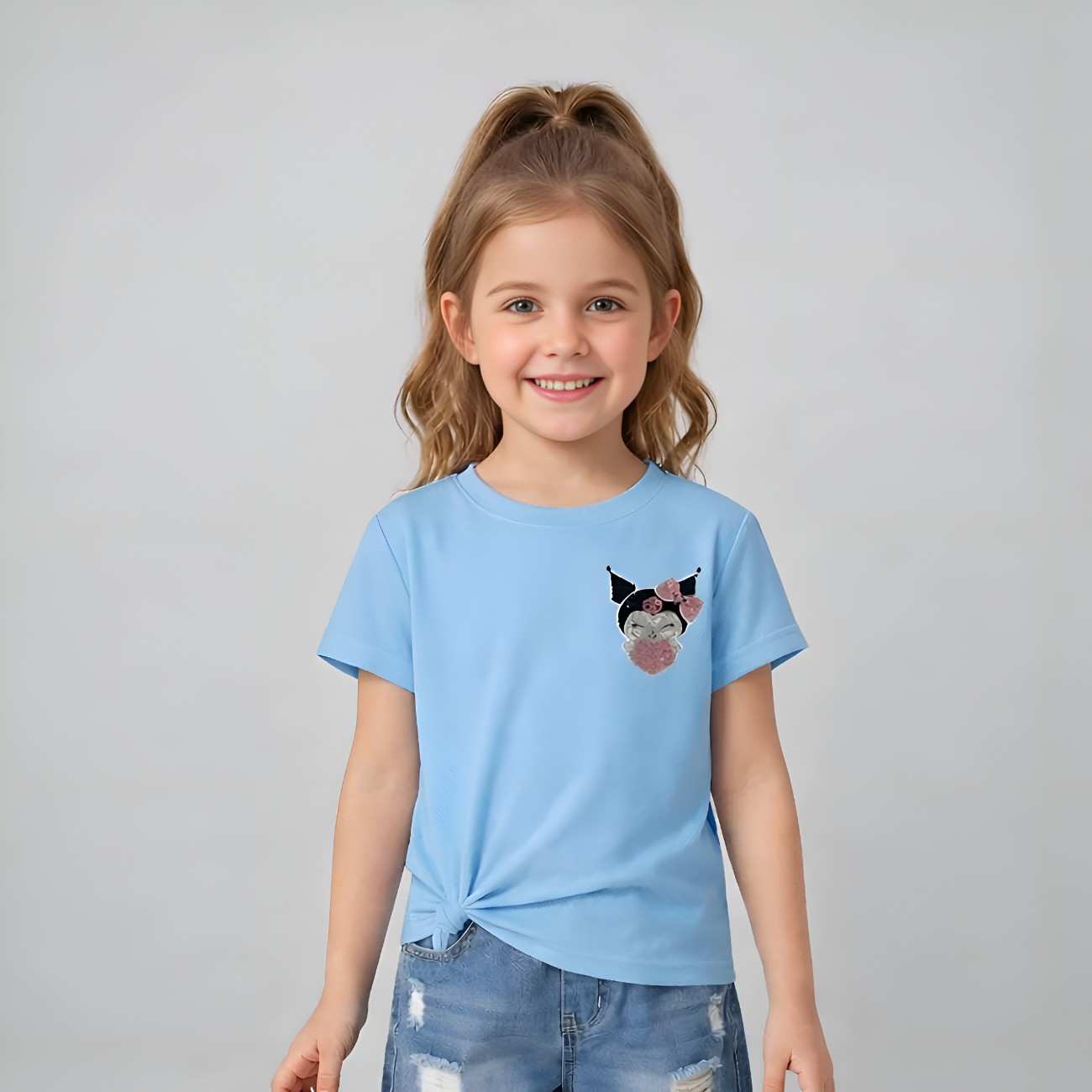 Kuromi Double Sided Graphic Mesh Top For Girls