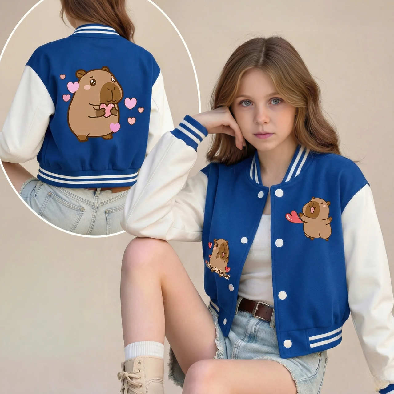 Comfortable Capybara Inspired Stylish Jacket For Girls 