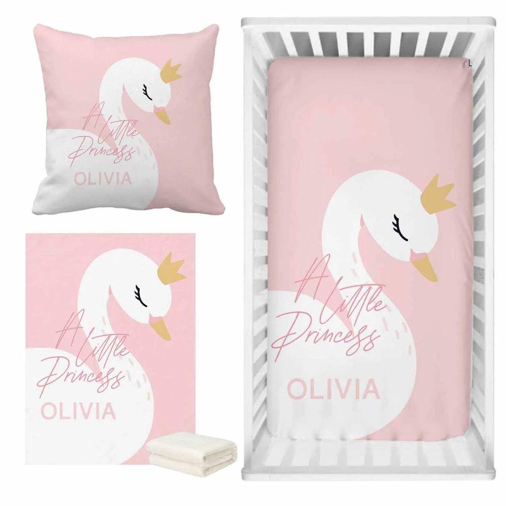 Custom Swan Crib Bedding-Children Cloth Shop