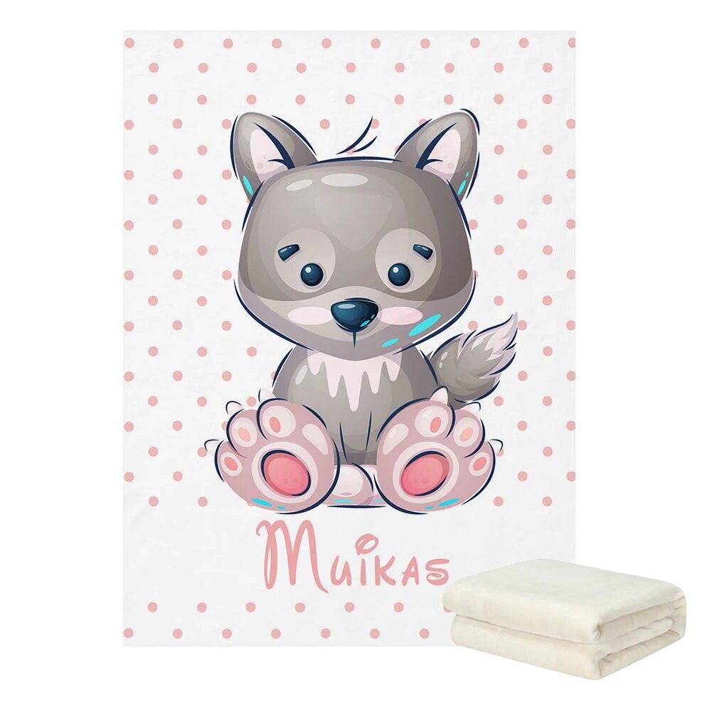 Custom Name Wolf Blanket-Children Cloth Shop