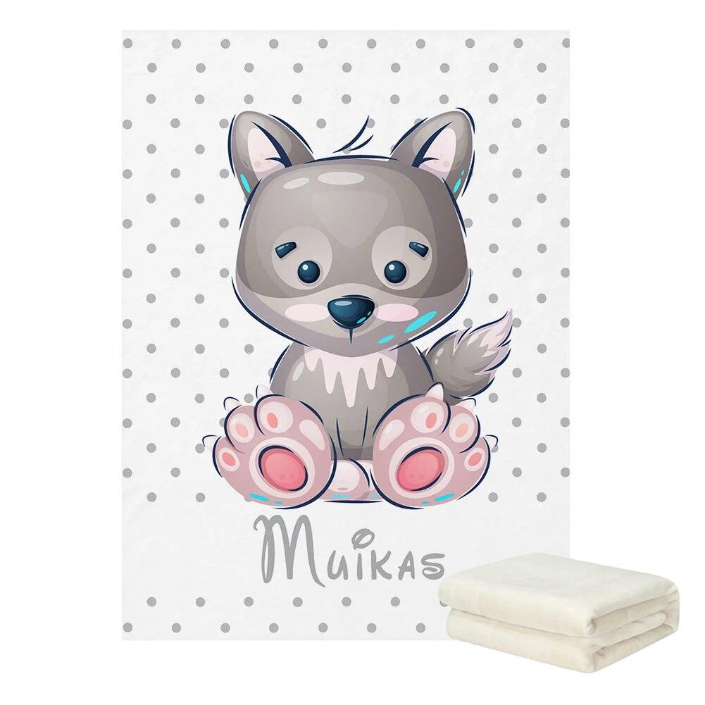 Custom Name Wolf Blanket-Children Cloth Shop