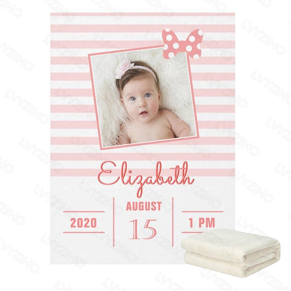 Photo Birth Announcement Blanket – Custom Baby Keepsake Gift-Children Cloth Shop