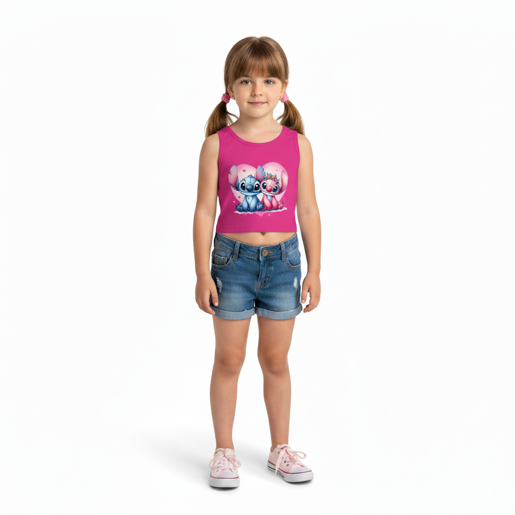 3 Pieces Stitch Series Girls Summer Tank Top Set