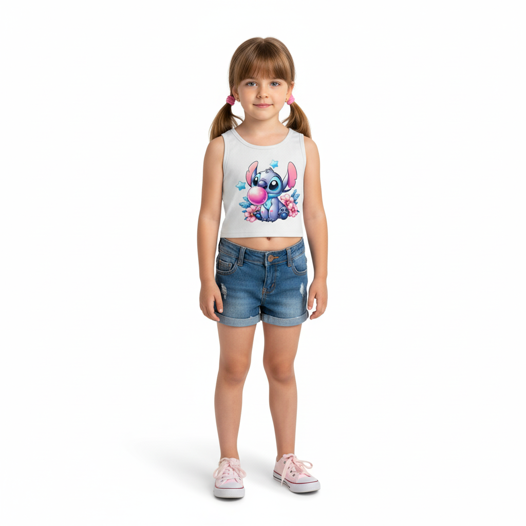 3 Pieces Stitch Series Girls Summer Tank Top Set