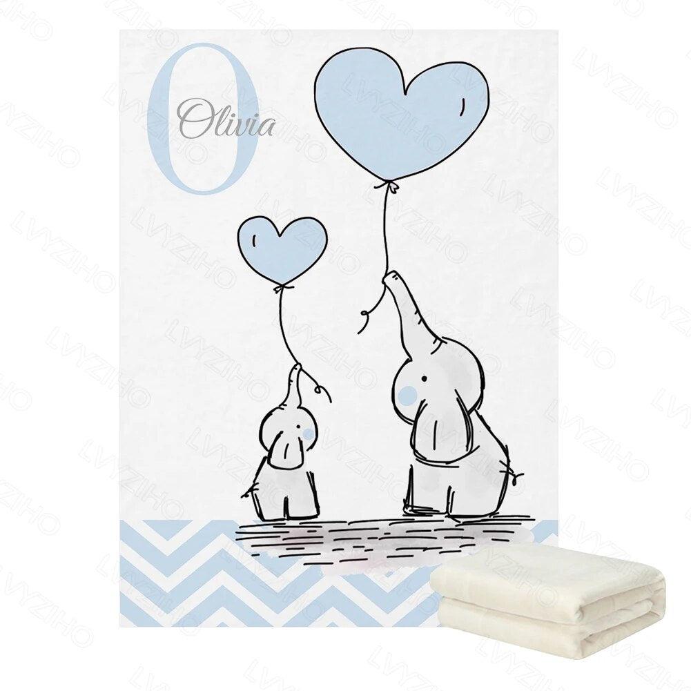 Elephant Balloon Name Blanket-Children Cloth Shop