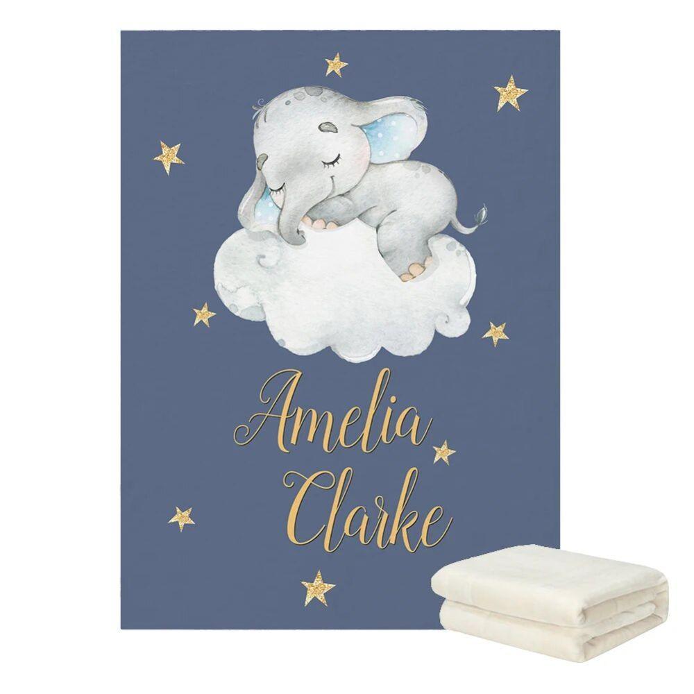 Custom Name Elephant Moon Star Bedding-Children Cloth Shop