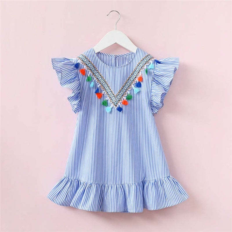 Girls Striped Cute Dresses-Children Cloth Shop