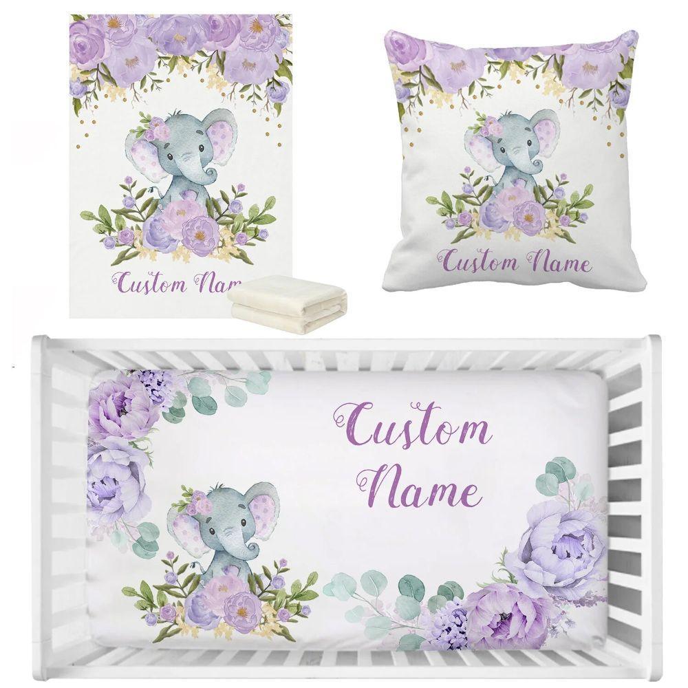 Custom Flower Elephant Crib Set-Children Cloth Shop